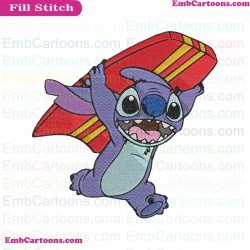 Stitch Surfboard Lilo And Stitch Embroidery Design