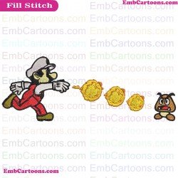 Super Mario And Mushroom Goomba Embroidery Design