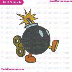 Super Mario Bomb Walking Embroidery Design
