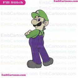 Super Mario Bros Luigi Embroidery Design