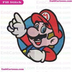 Super Mario Bros Waving His Hand Through A Circle Embroidery Design