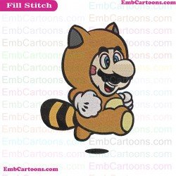 Super Mario Raccoon Embroidery Design