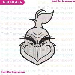 The Grinch Face Outline Silhouette Embroidery Design