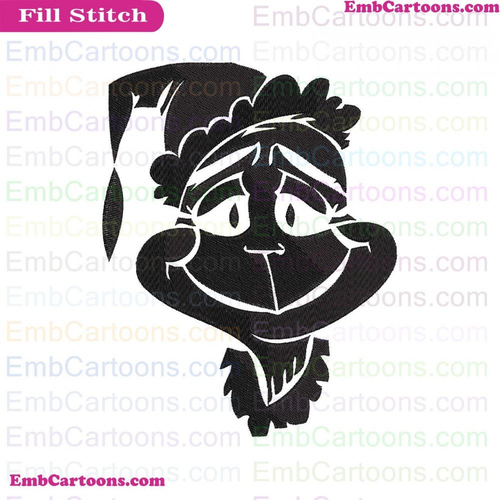 The Grinch Applique Design, The Grinch Embroidery Design, Grinch Face Applique Design, Grinch Face Embroidery Design, Face Silhouette Applique Design, Face Silhouette Embroidery Design, Silhouette Dr Applique Design, Silhouette Dr Embroidery Design, Dr Se