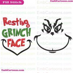 The Grinch Resting Face Christmas Santa Hat Dr Seuss The Cat In The Hat Embroidery Design