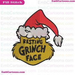 The Grinch SVG Files Resting Grinch Face Design Christmas Santa Hat Embroidery Design