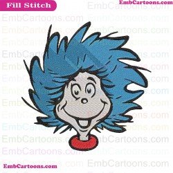 Thing 1 Face Happy Dr Seuss The Cat In The Hat Embroidery Design