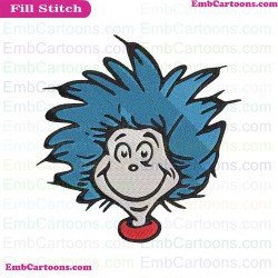 Thing 2 Face Smiley Dr Seuss The Cat In The Hat Embroidery Design