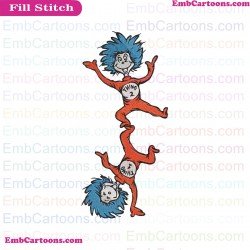 Thing One 1 And Thing Two 2 Upside Down Dr Seuss The Cat In The Hat Embroidery Design