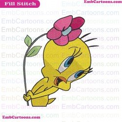 Tweety Flower Embroidery Design 5