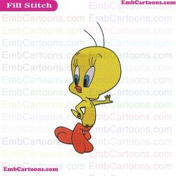 Tweety Leaning Embroidery Design