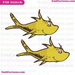 Two Fish Yellow Dr Seuss The Cat In The Hat Embroidery Design