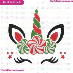 Unicorn Christmas Candy Embroidery Design