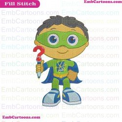 Whyatt Beanstalk Holding Question Mark Super Why Embroidery Design