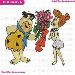 Wilma Flintstone And Fred Flintstone Flowers The Flintstones Embroidery Design