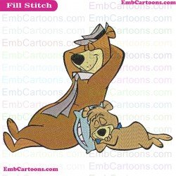 Yogi Bear And Boo-Boo Sleeping Embroidery Design