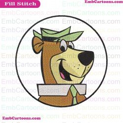 Yogi Bear Face With Circle Embroidery Design