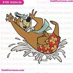 Yogi Bear Swiming Embroidery Design