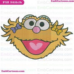 Zoe Face Smiley Sesame Street Embroidery Design